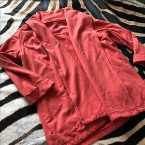 Lands End Coral Open Long Cardigan